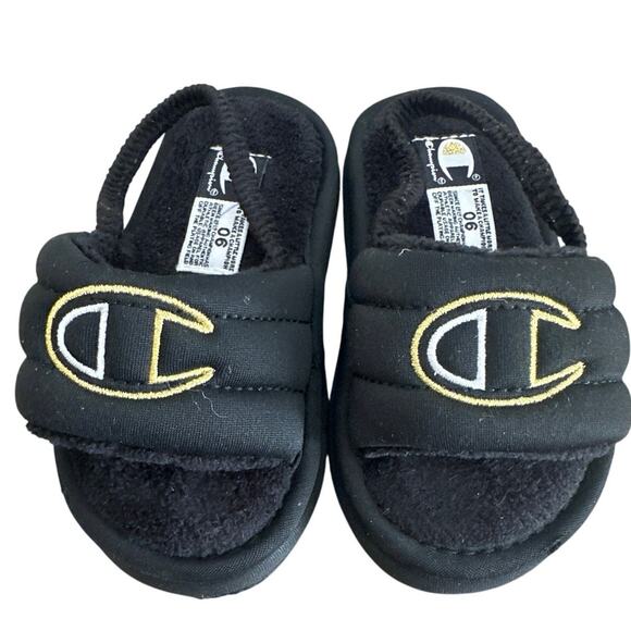 Preschool champion plush slides black sz6T (Scarlet/White/Gold) - Picture 2 of 5